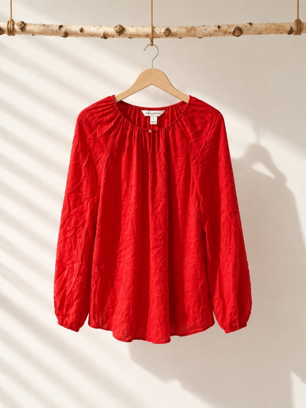 Diane Von Furstenberg Vibrant Red Peasant Blouse